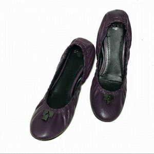 Loewe purple leather ballet flat shoes padlock